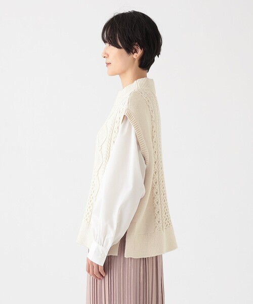 「Afternoon Tea」 ニットベスト MEDIUM ライトブラウン レディース_画像5