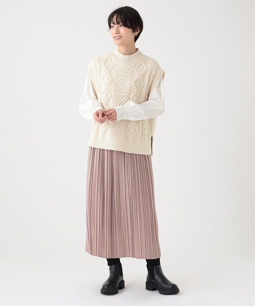 「Afternoon Tea」 ニットベスト MEDIUM ライトブラウン レディース_画像6