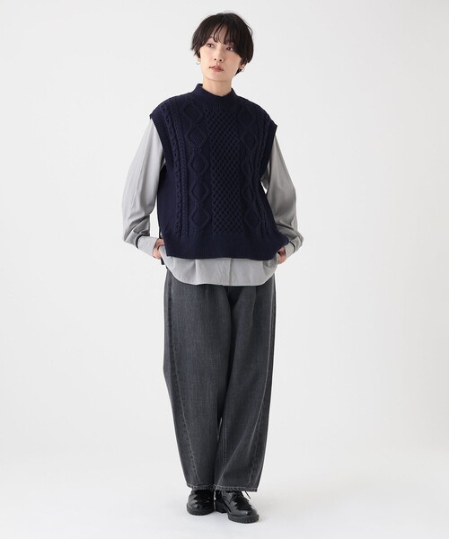 「Afternoon Tea」 ニットベスト MEDIUM ライトブラウン レディース_画像9