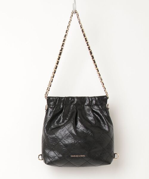 チャールズアンドキース ショルダーバッグ ハンドバッグ 2way 合皮 ブラック Charles and Keith - 美品 チャールズ＆キース 2way レザー ショルダー