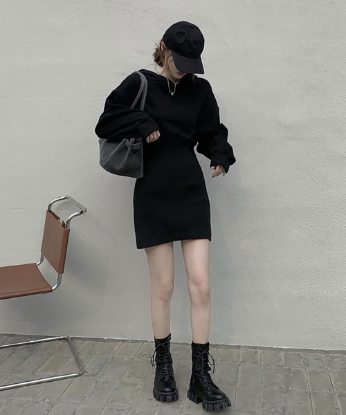 「Miniministore」 長袖ワンピース X-LARGE ブラック レディース_画像4