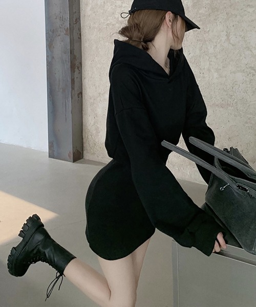 「Miniministore」 長袖ワンピース X-LARGE ブラック レディース_画像7