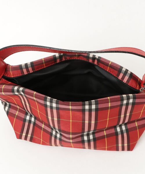 赤と黒のチェック柄ハンドバッグ　バーバリー BURBERRY（バーバリー） チェック柄ハンドバッグ - レッド レディース