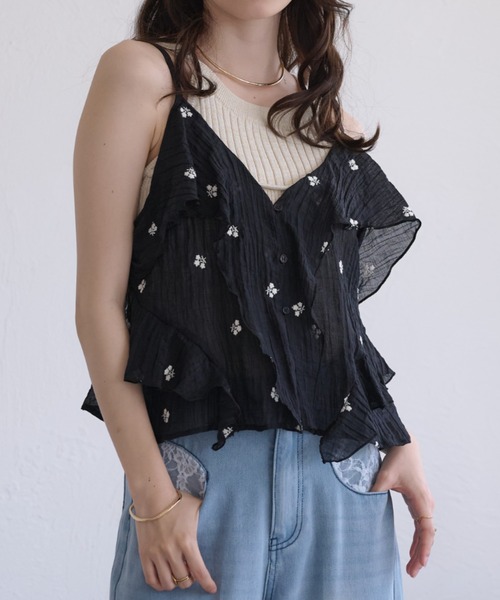 raffime（ラフィミー） 「Raffime」花刺繍シアーフリルビスチェ