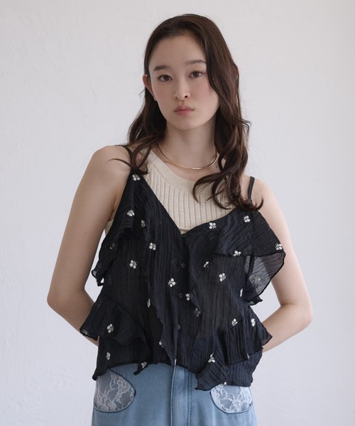 raffime（ラフィミー） 「Raffime」花刺繍シアーフリルビスチェ