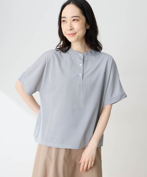 DECOY SINCE 1981 ヘンリーネック tシャツ 半袖 トリコットストライプ 