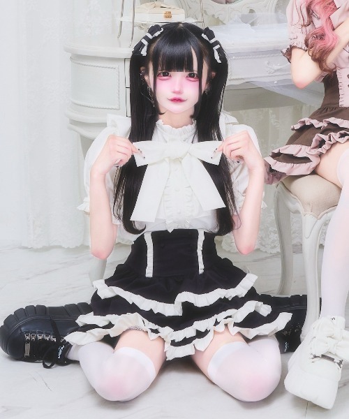 nyanMe ブラウス シャツ 半袖 2うぇい！おりぼんぶらうす レディース 