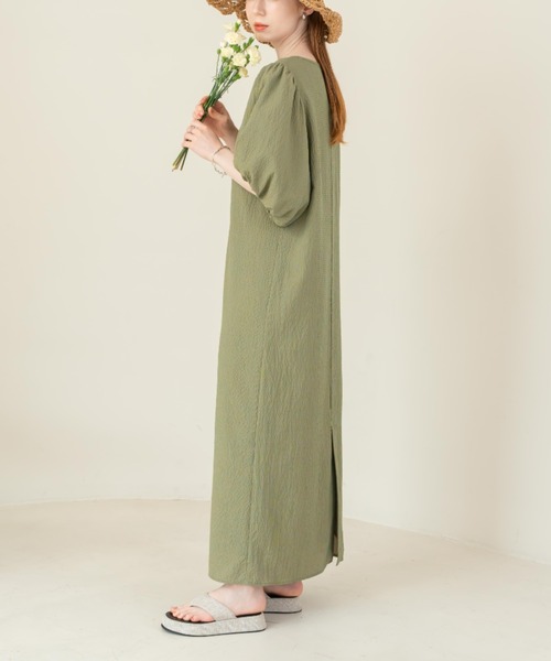 「hinari」 半袖ワンピース SMALL ブラウン レディース_画像4
