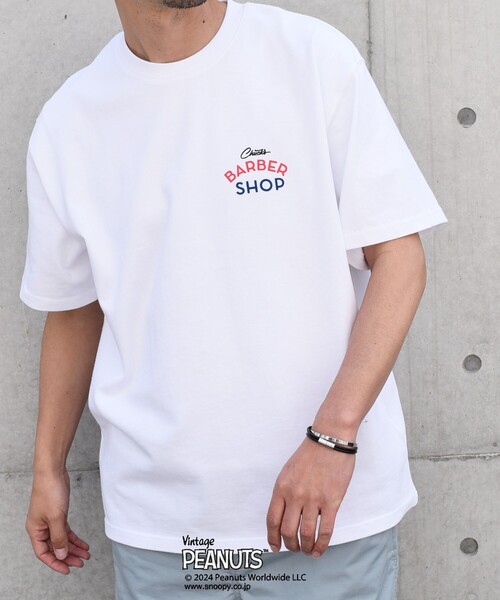 「PEANUTS」 半袖Tシャツ LARGE ライトホワイト メンズ_画像6