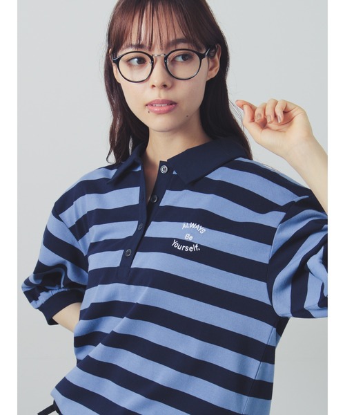 TOSHIBA ラガーシャツ 青 Samansa Mos2（サマンサモスモス） tシャツ アソートボーダーラガー