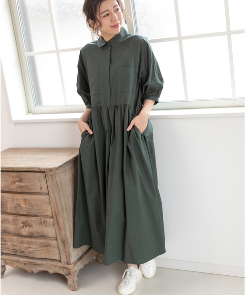 「PREFERIR」 7分袖ワンピース SMALL ネイビー レディース_画像3