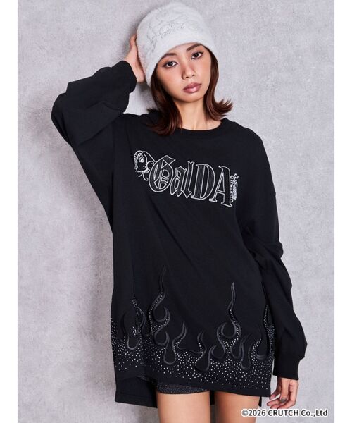GALFY（ガルフィー） tシャツ GYDA×GALFY bijou fire patternロンT