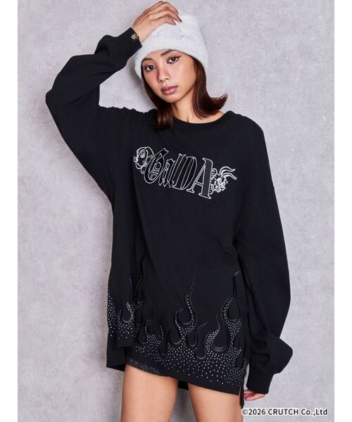 GALFY（ガルフィー） tシャツ GYDA×GALFY bijou fire patternロンT