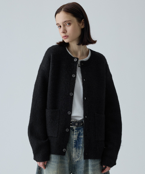 VELNUS カーディガン 「VELNUS」Wool-Blend Short Crew Neck Cardigan