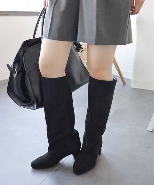 SESTO ブーツ ワイドシャフトミドルヒールロングブーツ