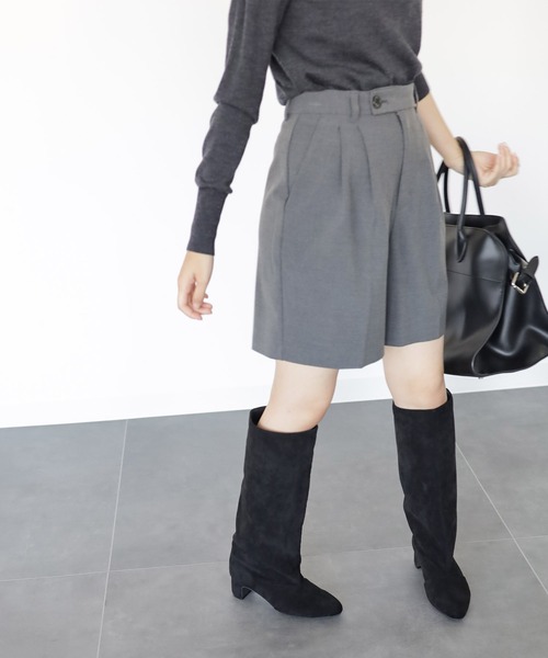 ワイドシャフト ロングブーツ ブラック ヒール4.6cm 23-23.5cm ワイドシャフト ロングブーツ ブラック ヒール4.6cm 23-23.5cm