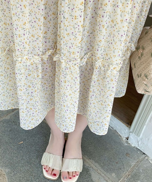 DAY CLOSET ワンピース レディース 半袖小花柄ティアードフリル