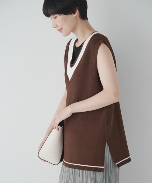 ベスト ジレ バイカラーニットベスト レディース STEVEN ALAN ベスト ジレ 「Steven Alan」バイカラー ニット