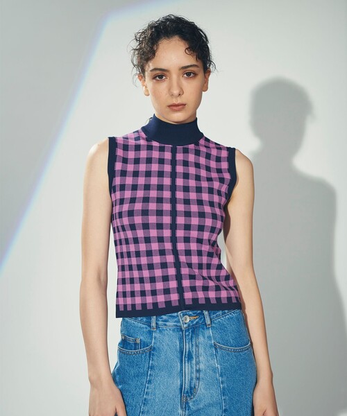 グレースコンチネンタル（GRACE CONTINENTAL）/チェックショートニットトップ GRACE CONTINENTAL（グレースコンチネンタル） ニット セーター