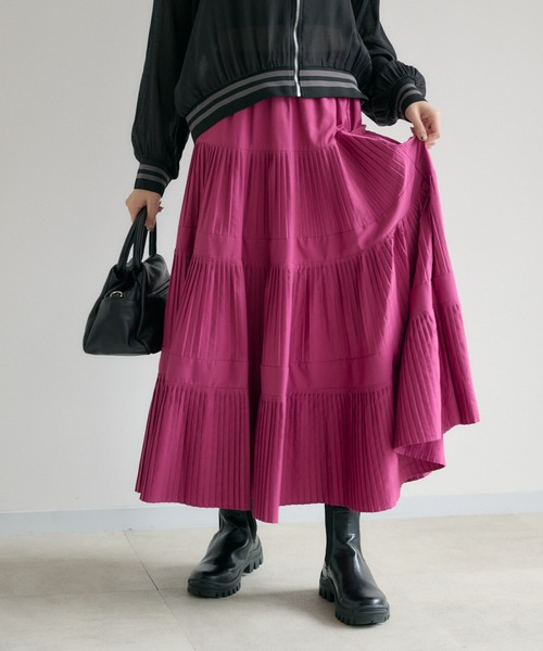 Dignite collier（ディニテコリエ） スカート 三段プリーツスカート