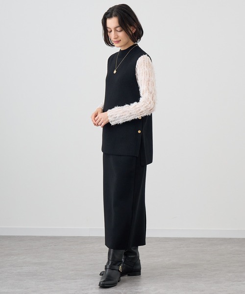 スーパーセール 半額 ANAYI ベスト ジレ 「セットアップ対応商品」ファインメリノ片畦 トップス