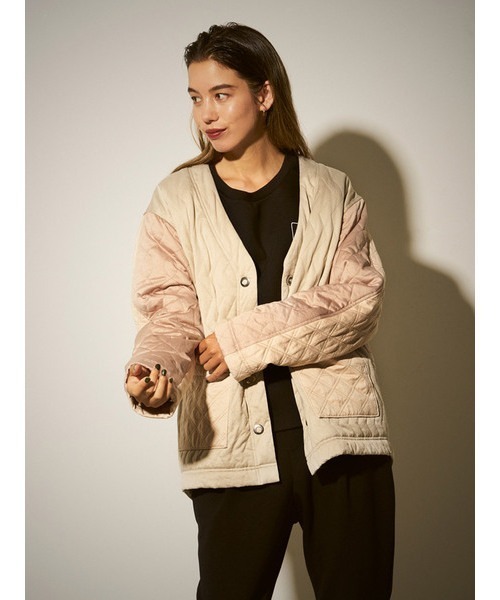 null.（ヌル） コート アウター カラーブロックキルトショート