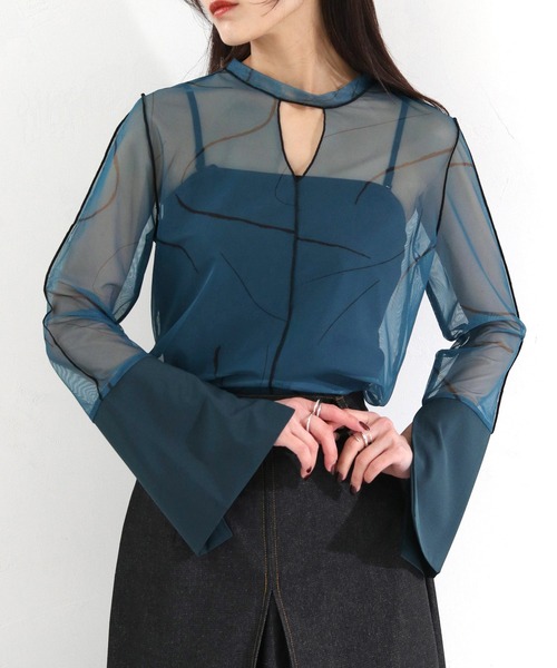 cheriella tシャツ 「cheriella」WEB限定前後2WAY袖切替マーブル