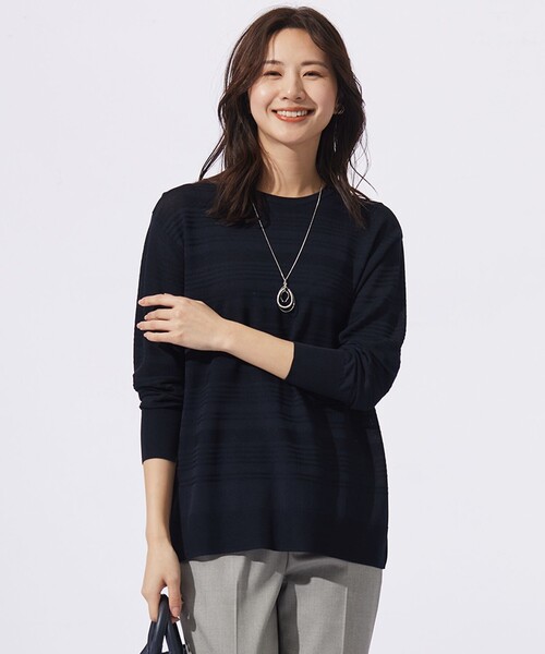 ニット セーター 「WEB限定カラーあり・洗える」SILKY RAYON STRETCH ボーダー ニット レディース ニット セーター 「WEB限定カラーあり・洗える」SILKY RAYON
