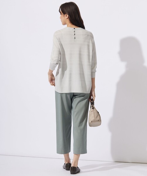 ニット セーター 「WEB限定カラーあり・洗える」SILKY RAYON STRETCH ボーダー ニット レディース セール】 【WEB限定カラーあり・洗える】SILKY RAYON STRETCH