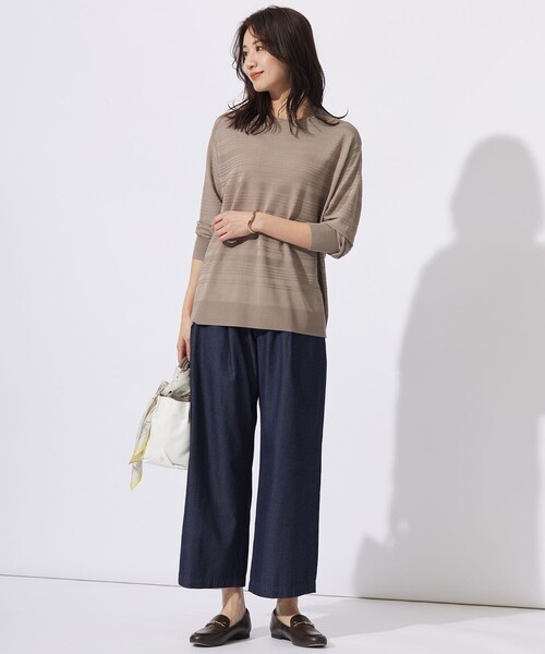 ニット セーター 「WEB限定カラーあり・洗える」SILKY RAYON STRETCH ボーダー ニット レディース ニット セーター 「WEB限定カラーあり・洗える」SILKY RAYON