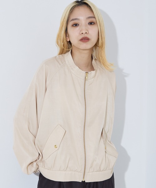 Q　ドルマンリラックスブルゾン （ベージュ） NOMINE（ノミネ） ブルゾン アウター スタンド ドルマン ブルゾン