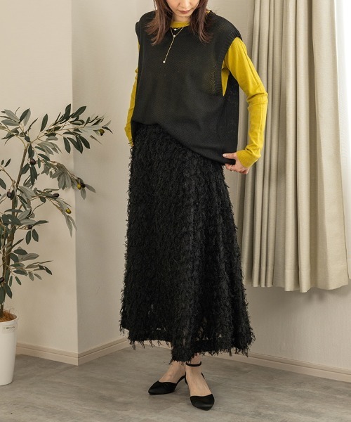 SEU ベスト ジレ 裾くるりデザインニットベスト ジレ サマーニット