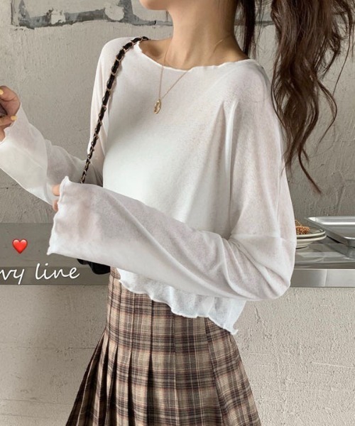 Dream garden tシャツ クロップド丈 メッシュシアートップス