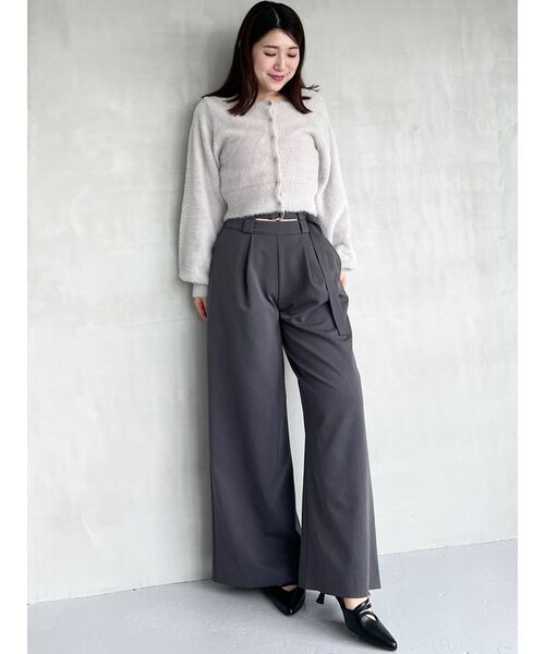 MERCURYDUOベルト付ワイドパンツ♡ MERCURYDUO パンツ ダブルウエストベルトパンツ レディース
