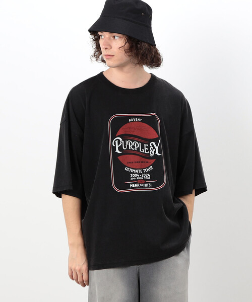 Purple&Yellow tシャツ フロスト加工プリントTシャツ メンズ