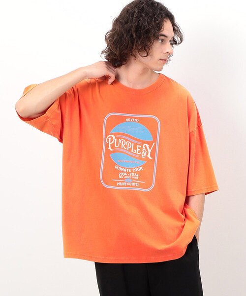 プリン Tシャツ Lサイズ Purple&Yellow（パープルアンドイエロー） tシャツ フロスト加工