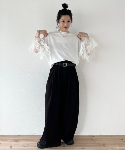 wee9s tシャツ cheer frill tee / ドッキングチュールチアー