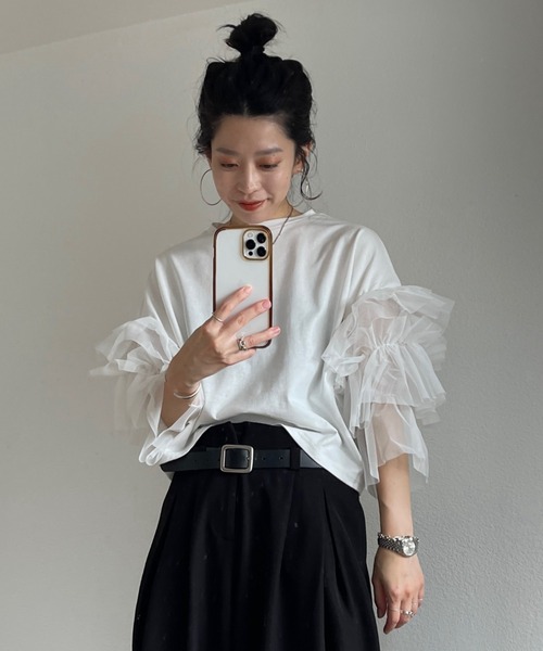 wee9s（ウィークス） tシャツ cheer frill tee / ドッキングチュール