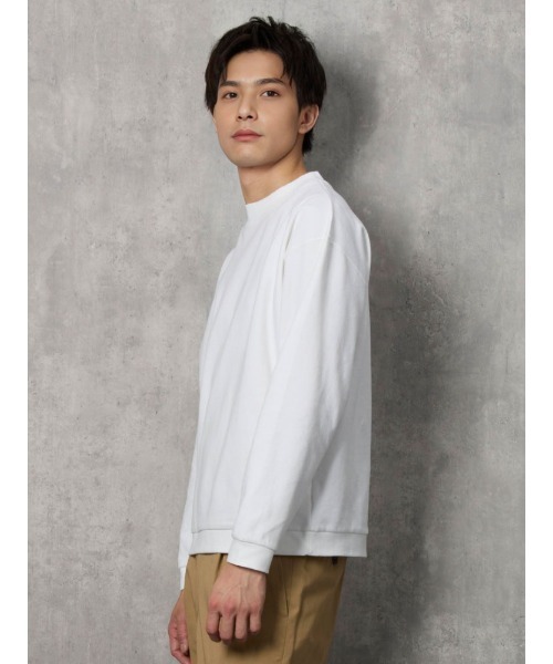 LOHEN ボトルネック レイヤードブルゾン　ホワイト セール】LE GLAZIK | コットンランダムリブ ボトルネック長袖Tシャツ