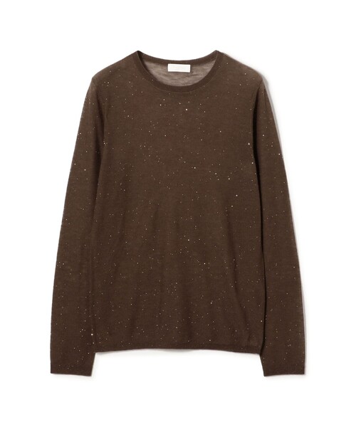 美品 ボールジィ ファーモヘヤ クルーネックプルオーバー グレー 9号 Ballsey（ボールジィ） ニット セーター ミニスパンコール クルー