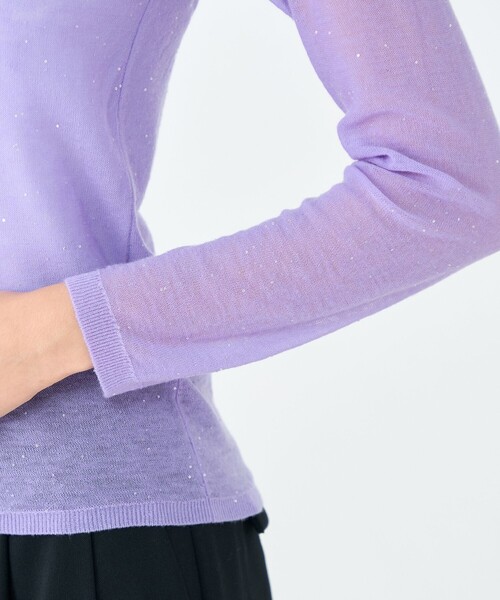 美品 ボールジィ ファーモヘヤ クルーネックプルオーバー グレー 9号 Ballsey（ボールジィ） ニット セーター ミニスパンコール クルー