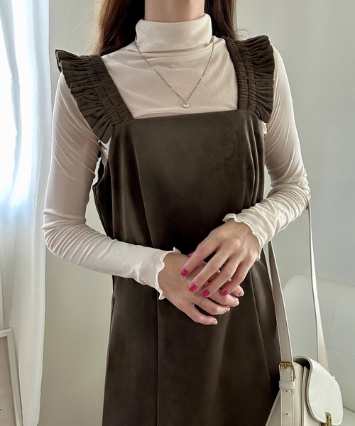 は*ち様 Leja 3WAYベロアフリルワンピース　値引き中 セール】【LEJA】アシンメトリーティアードフリル3WAYベロアIライン