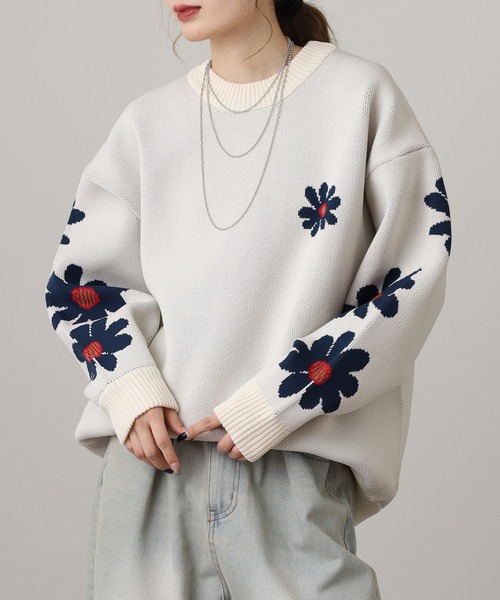 ATELANE（アテレーン） セーター ニット エアリー総柄アソートニット