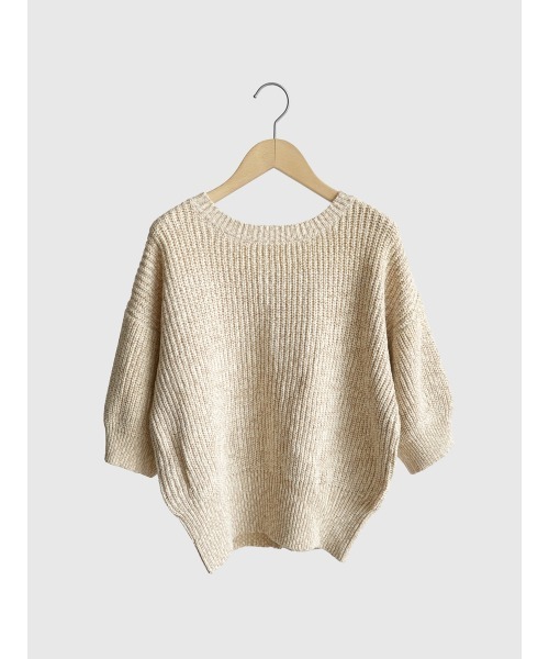カーディガン Crew neck mixyarn cardigan レディース