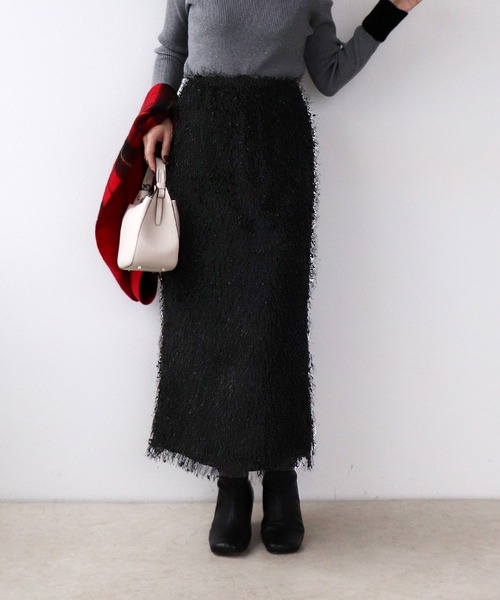 Jines（ジネス） スカート フリンジフェザーストレートスカート「WEB
