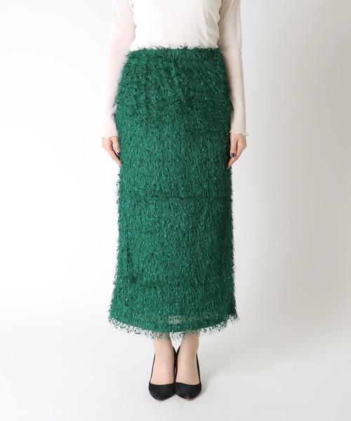 Jines（ジネス） スカート フリンジフェザーストレートスカート「WEB