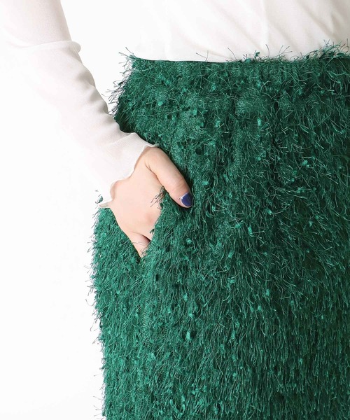 Jines（ジネス） スカート フリンジフェザーストレートスカート「WEB