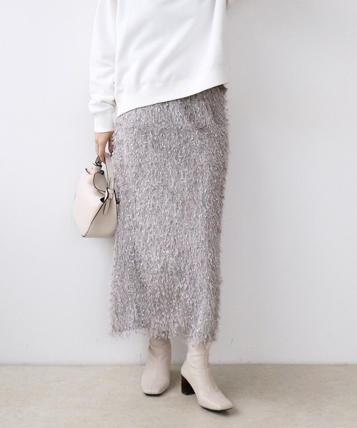 Jines（ジネス） スカート フリンジフェザーストレートスカート「WEB