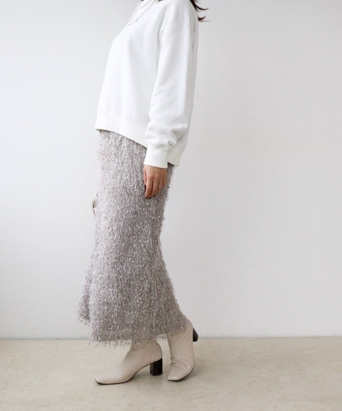 Jines（ジネス） スカート フリンジフェザーストレートスカート「WEB