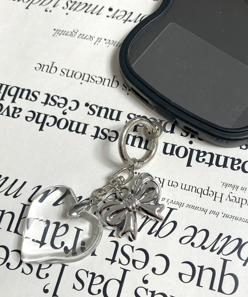 non-hedge（ノンヘッジ） キーホルダー シルバーリボンハートモチーフ